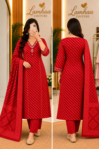 🌹 LAAL GULAAL – Red Bandhani Suit Set 🌹