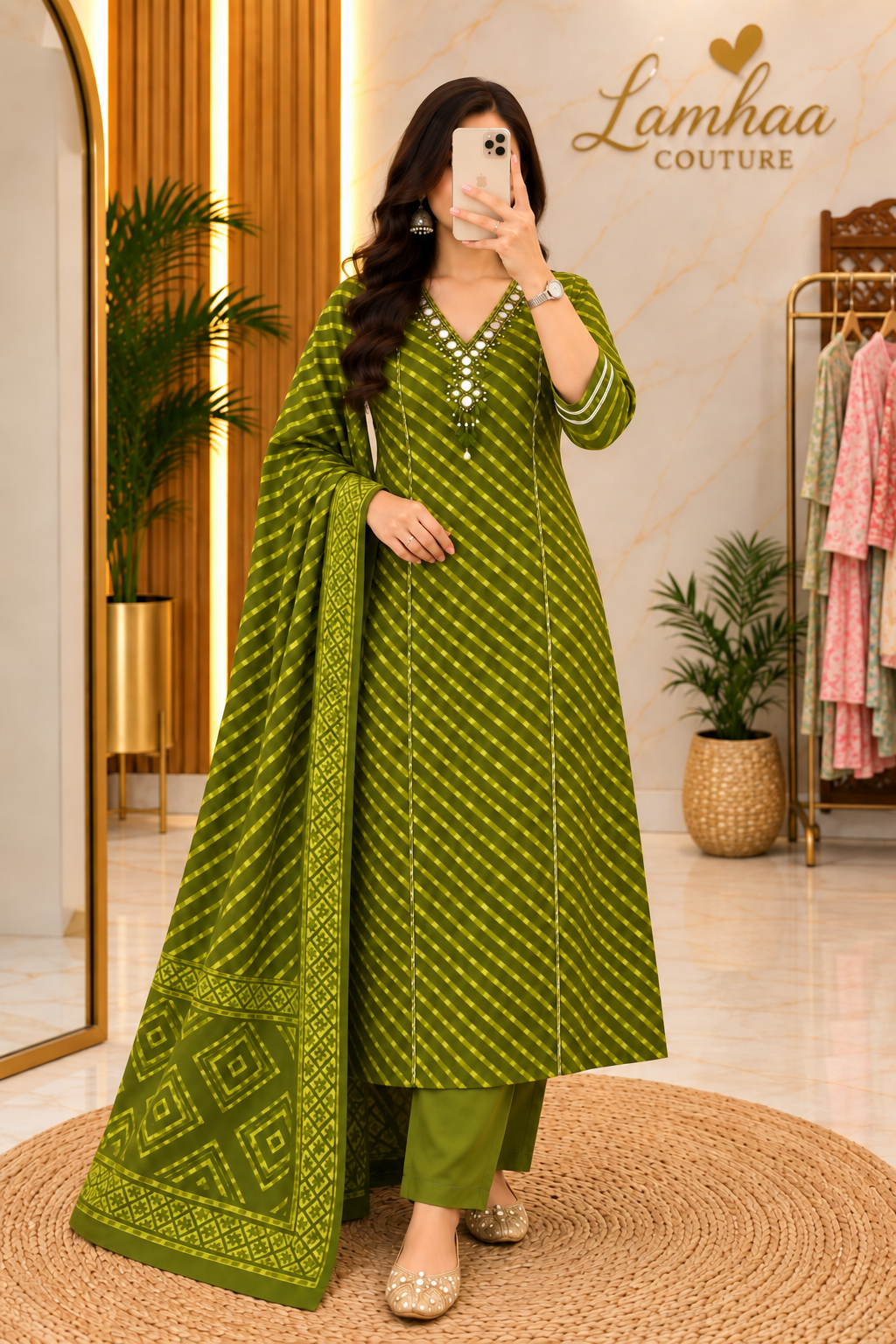 💚 HARIT RAAS – Green Bandhani Suit Set 💚