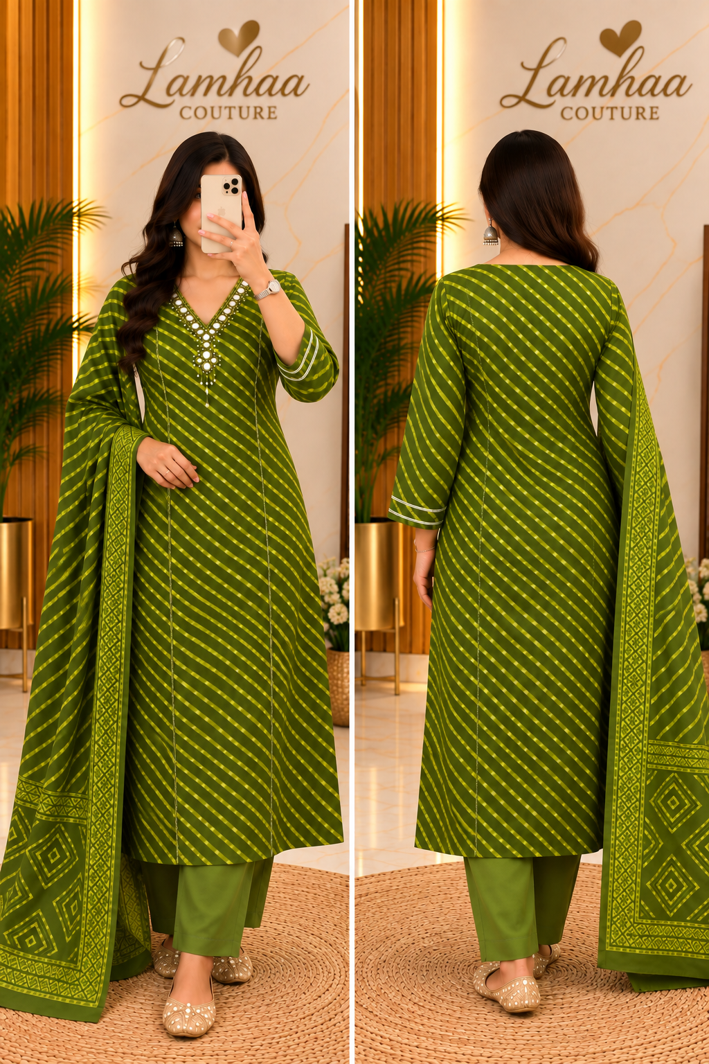 💚 HARIT RAAS – Green Bandhani Suit Set 💚