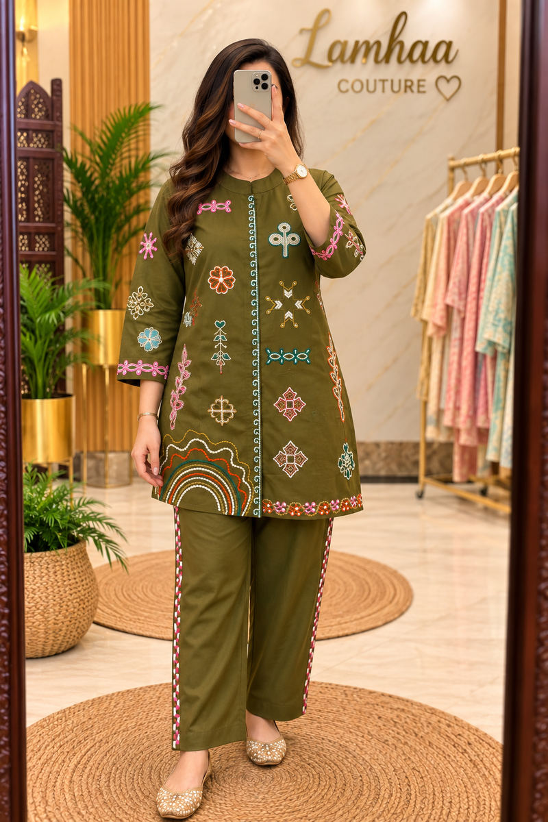 ✨ Madhuban – Olive Co-ord Set