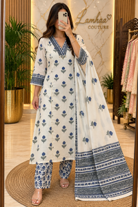 ✨ Neel Kamal – Hand Block Printed Cotton Suit