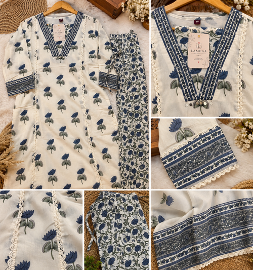 ✨ Neel Kamal – Hand Block Printed Cotton Suit