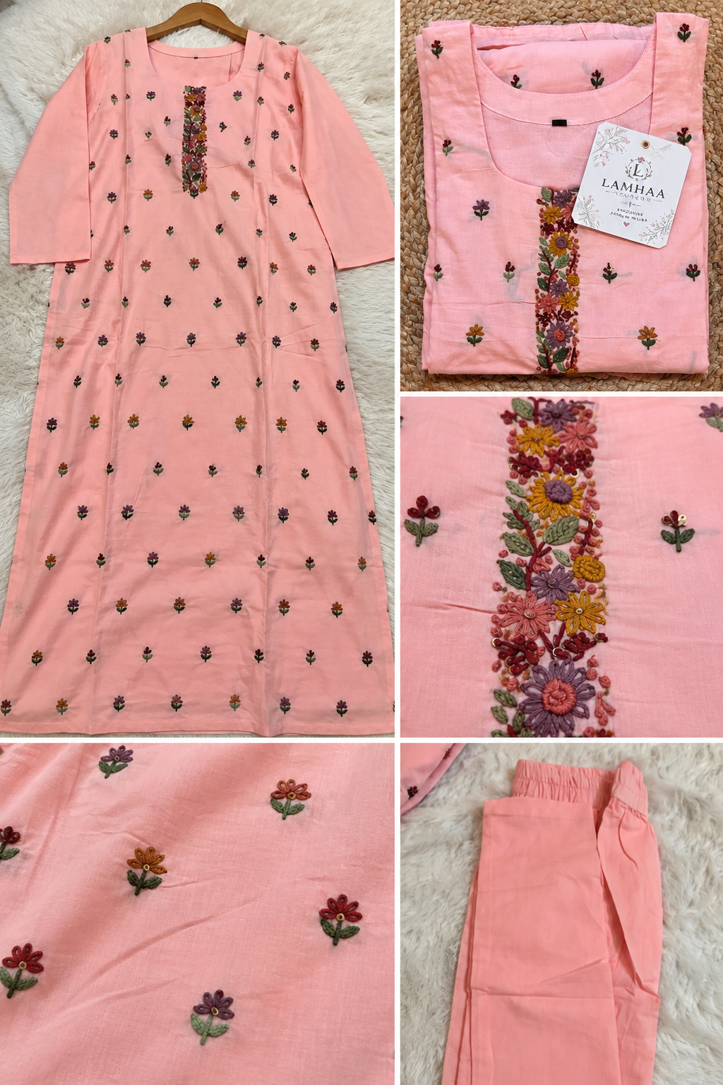🌸 GULABI VIHAAR – Pink Hand-Embroidered Suit Set 🌸